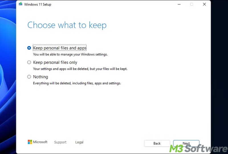 in place upgrade keep personal files and apps
