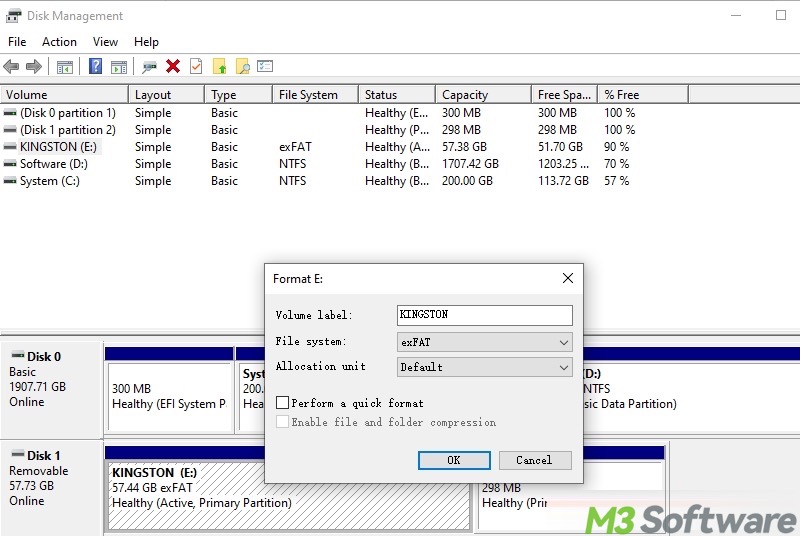 format a drive through Disk Management