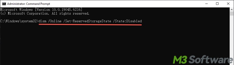 disable Windows Reserved Storage Windows 10 CMD