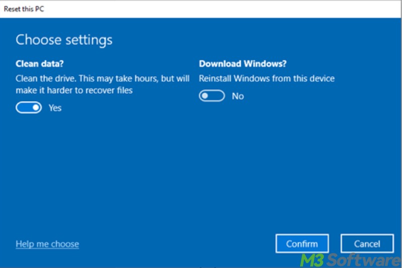 reset this pc additional settings for remove everything