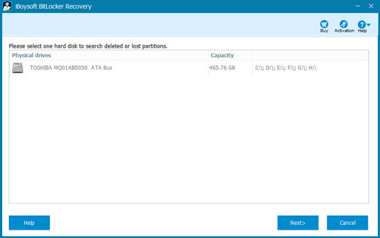 Scan lost BitLocker partition