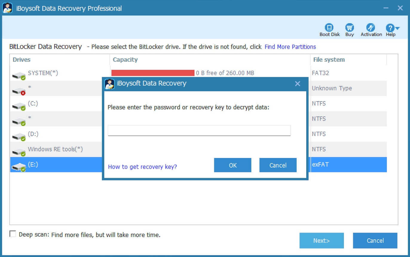 Enter the password or 48 digit BitLocker recovery key