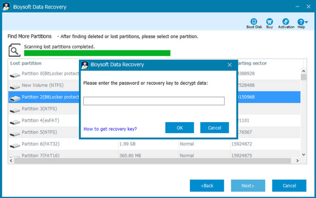 Decrypt data from deleted or lost BitLocker encrypted partition