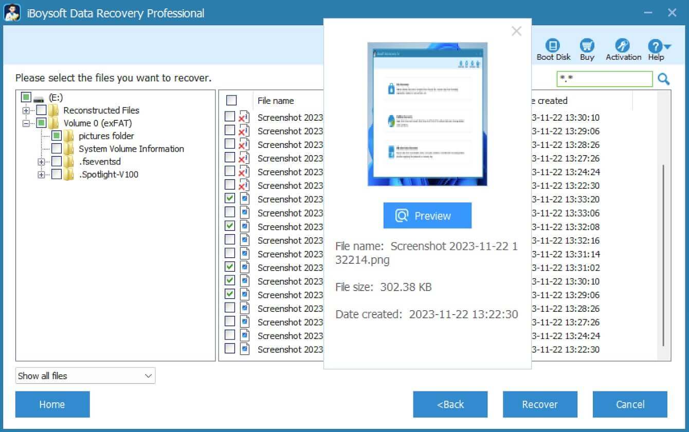 Recover lost/deleted files with iBoysoft Data Recovery