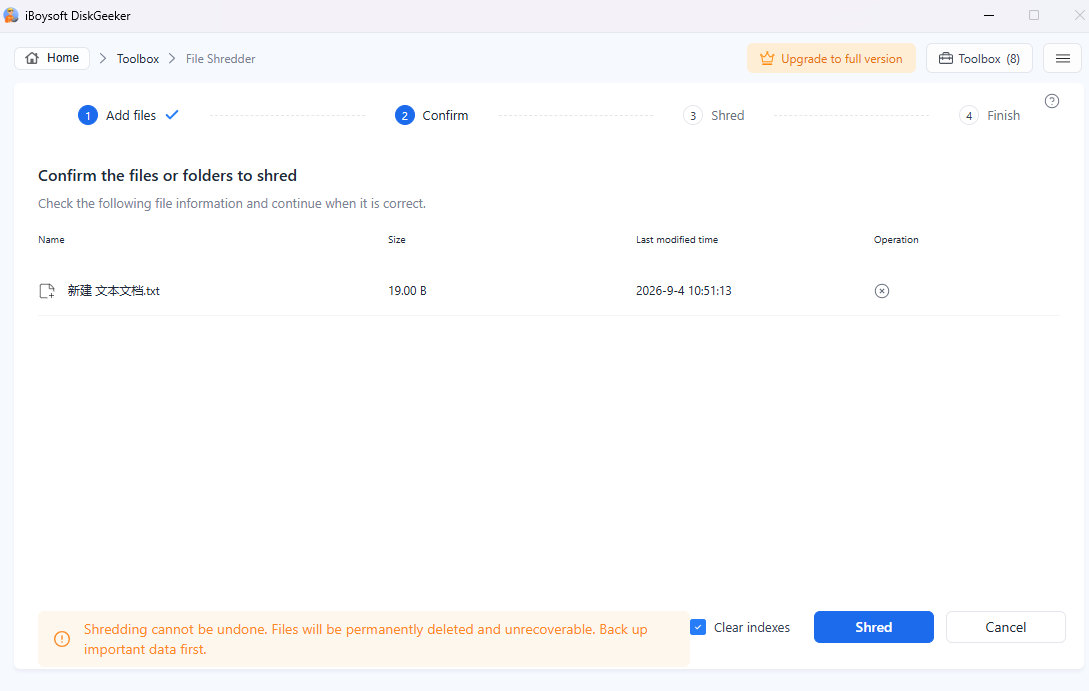 choose clear indexes