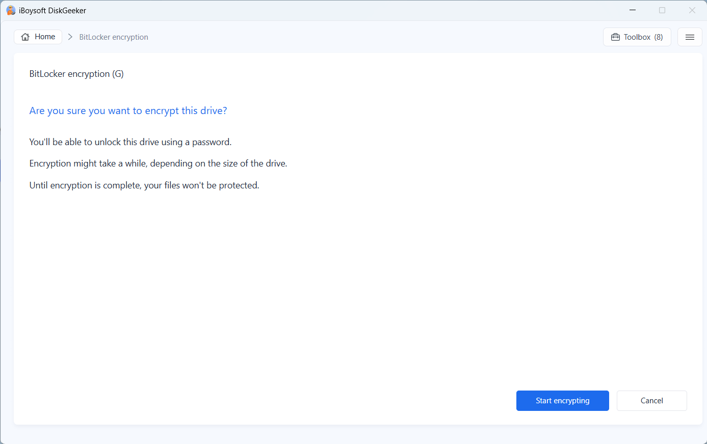 start encrypting