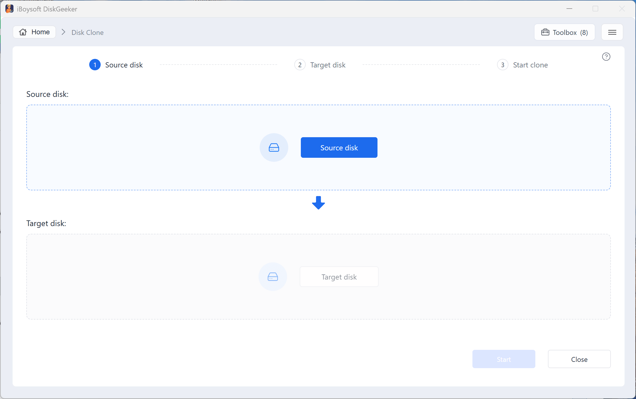 select source disk