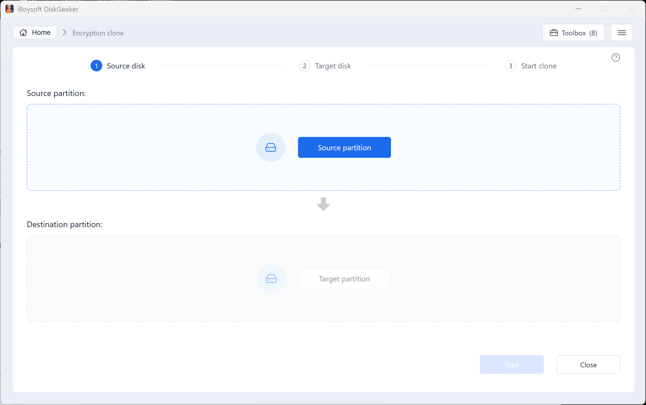 choose source and destination partitions