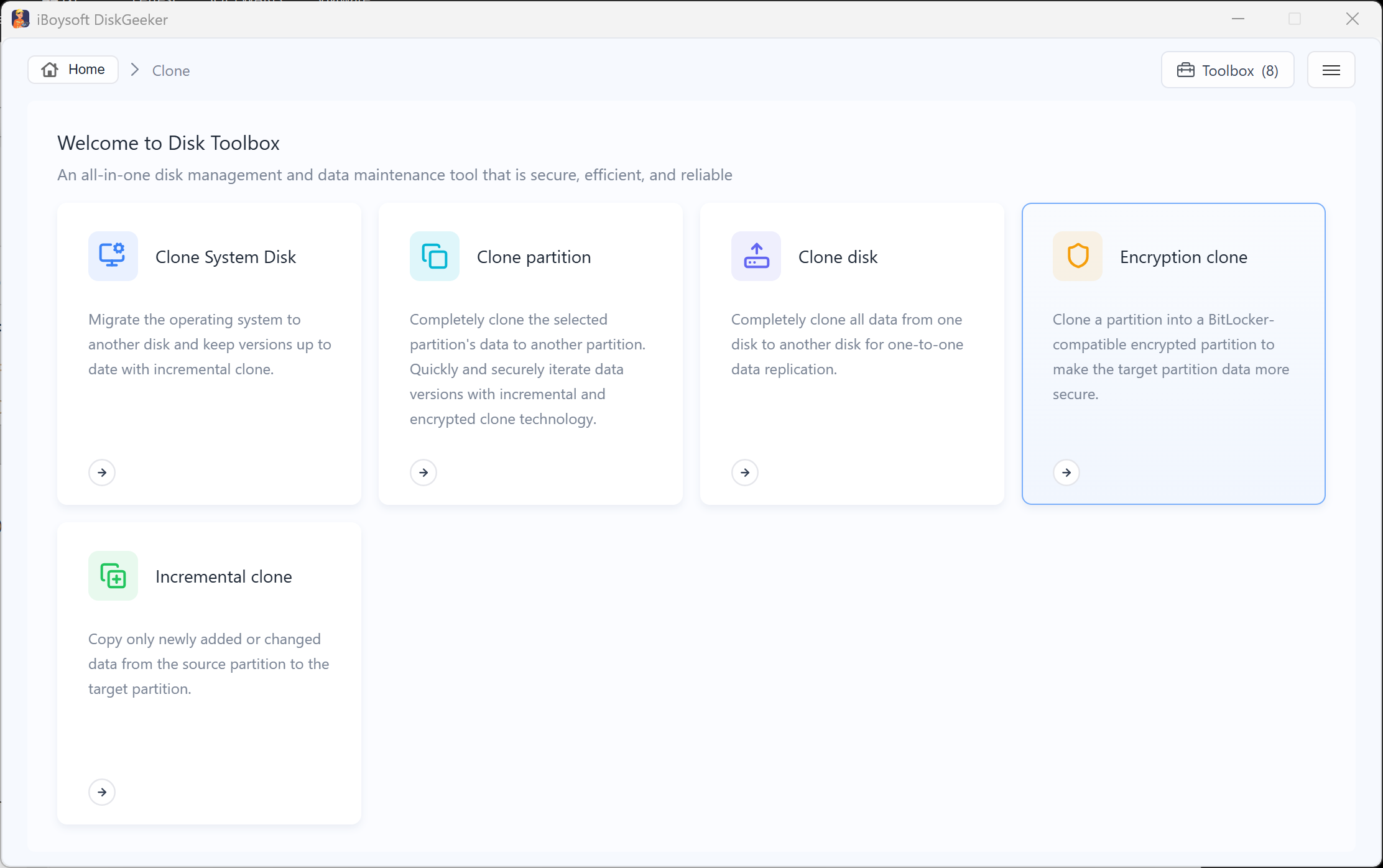 Select the Encryption clone module