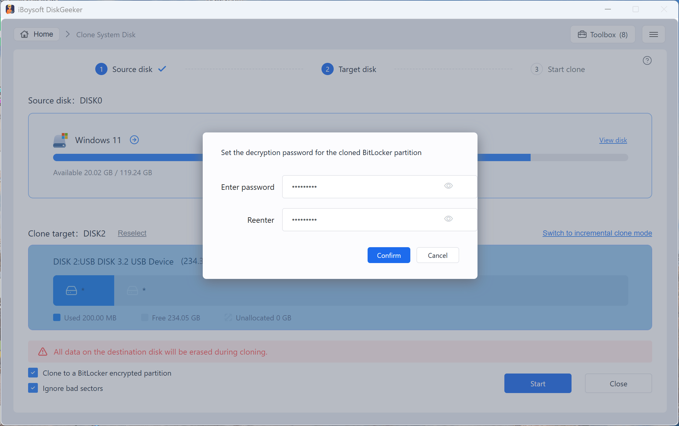 clone OS partition as a BitLocker-encrypted one