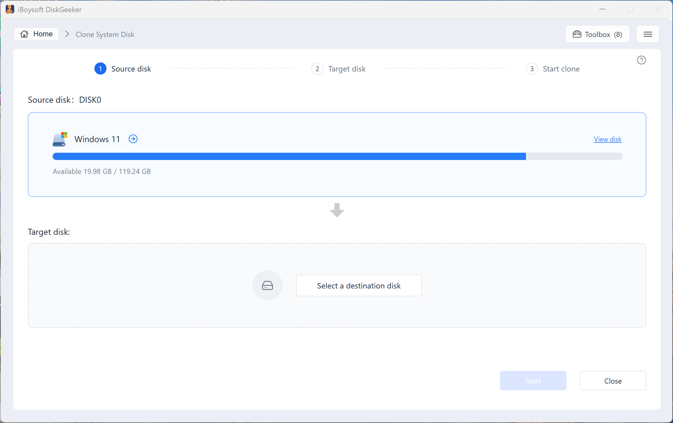 confirm source disk