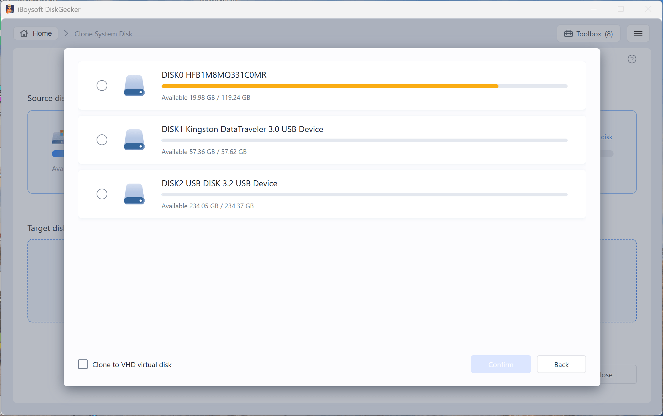 choose VHD virtual disk