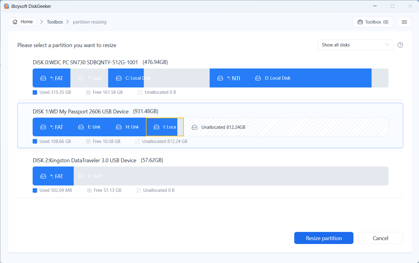 resize partition