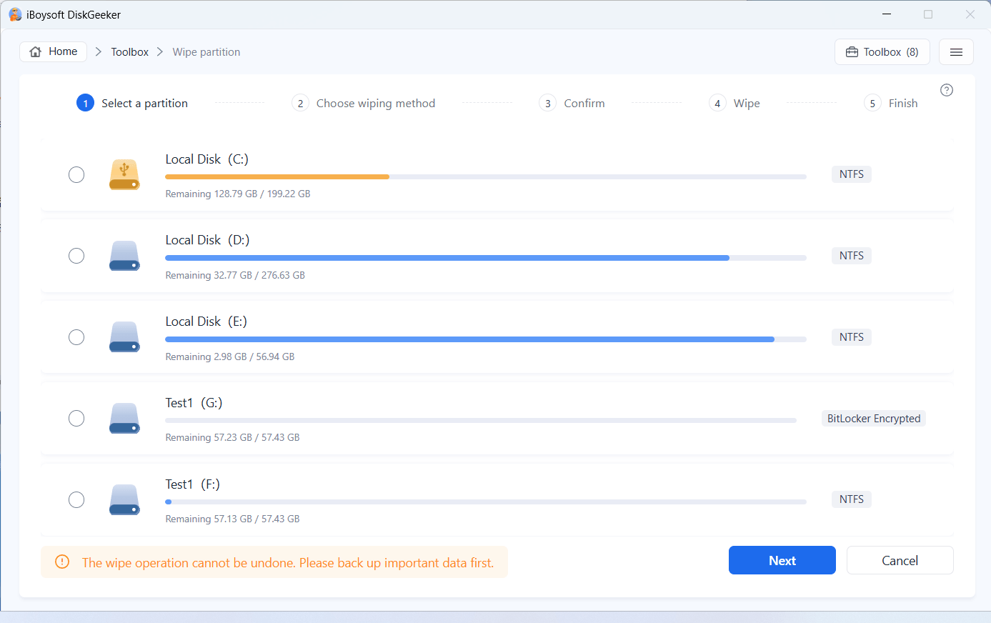 wipe a partition