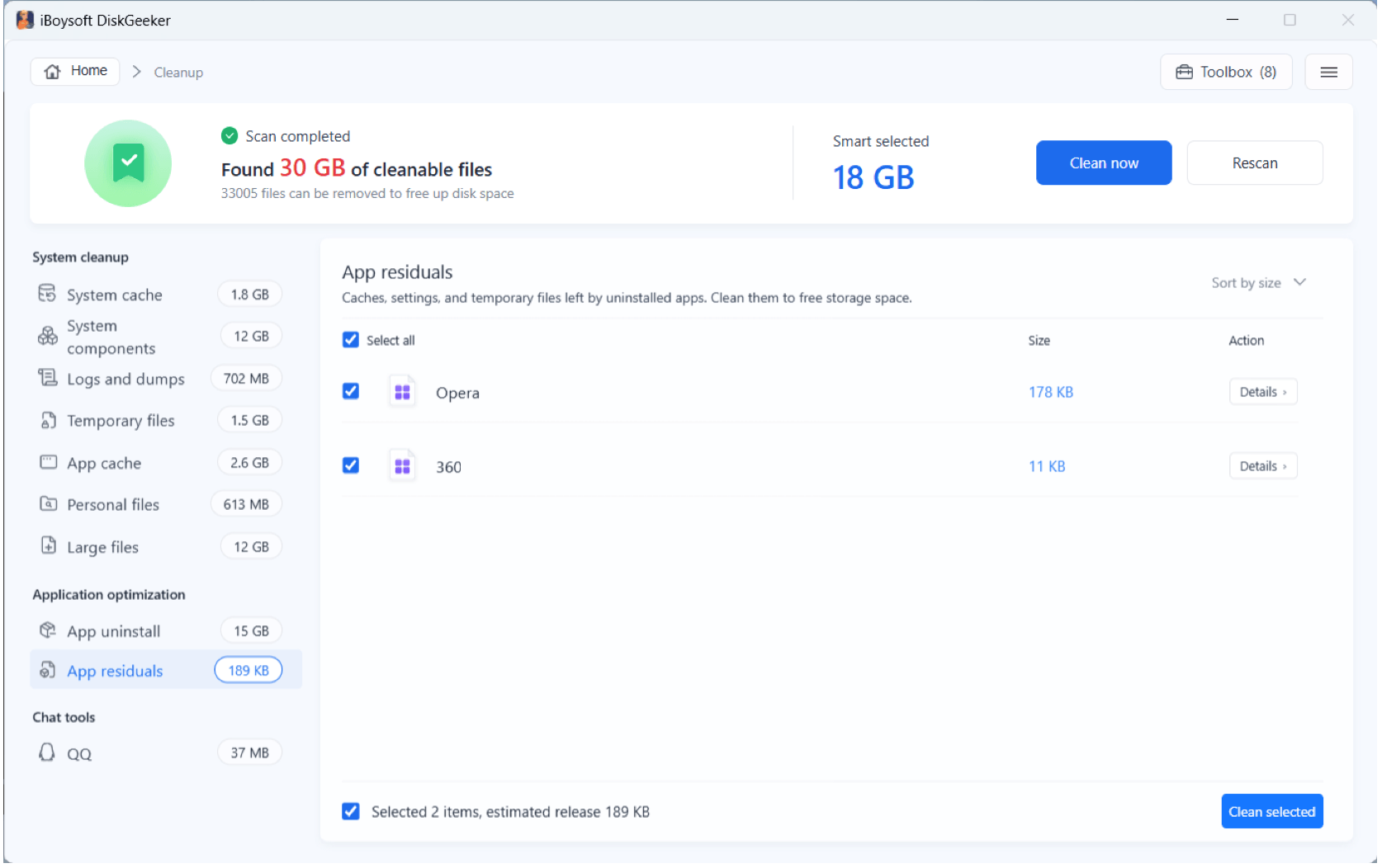 app residuals