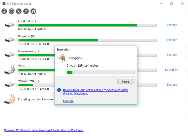 Start BitLocker drive encryption