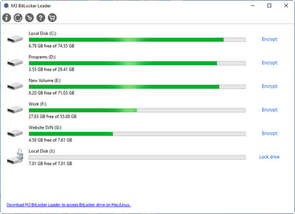 Lock drive with M3 BitLocker Loader for Windows