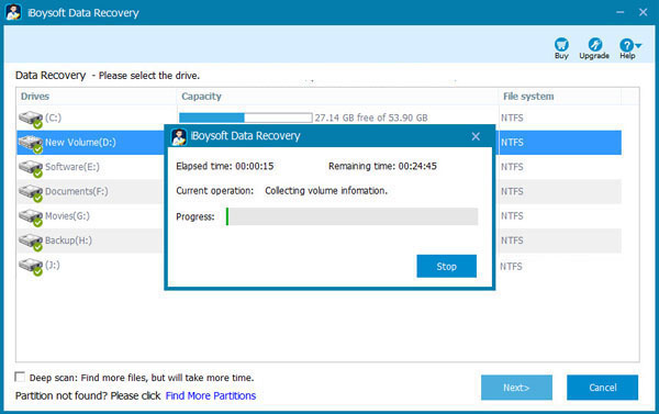 Scan data from inaccessible drive