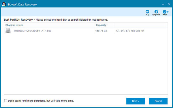 Scan lost partitions