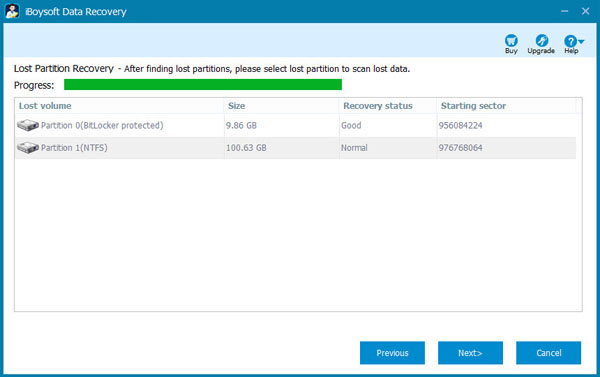 Scan lost data from the lost partition