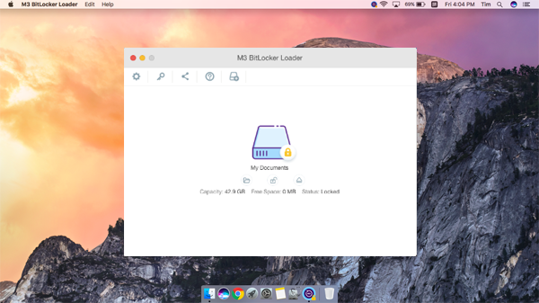 Select BitLocker encrypted drive in M3 BitLocker Loader for Mac