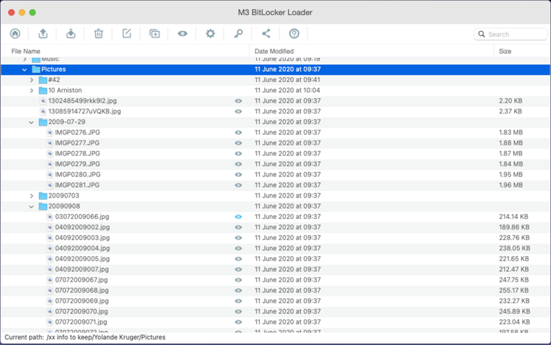 Open BitLocker drive with file manager option built-in M3 BitLocker Loader for Mac