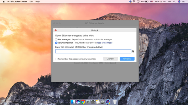 Unlock BitLocker encrypted USB flash drive on Mac