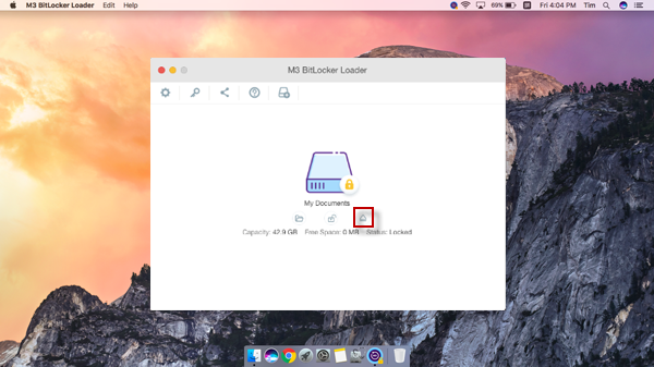 Eject BitLocker-encrypted drive in M3 BitLocker Loader for Mac