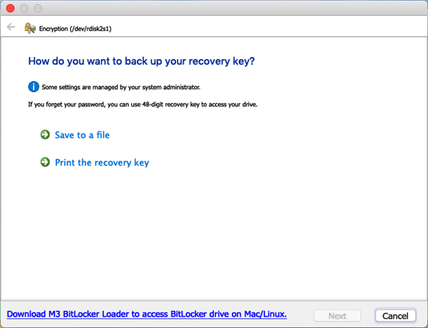 Save the recovery key
