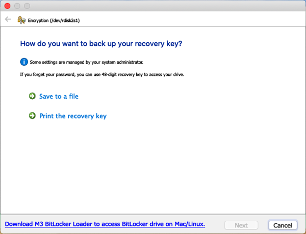 Back up BitLocker Recovery key