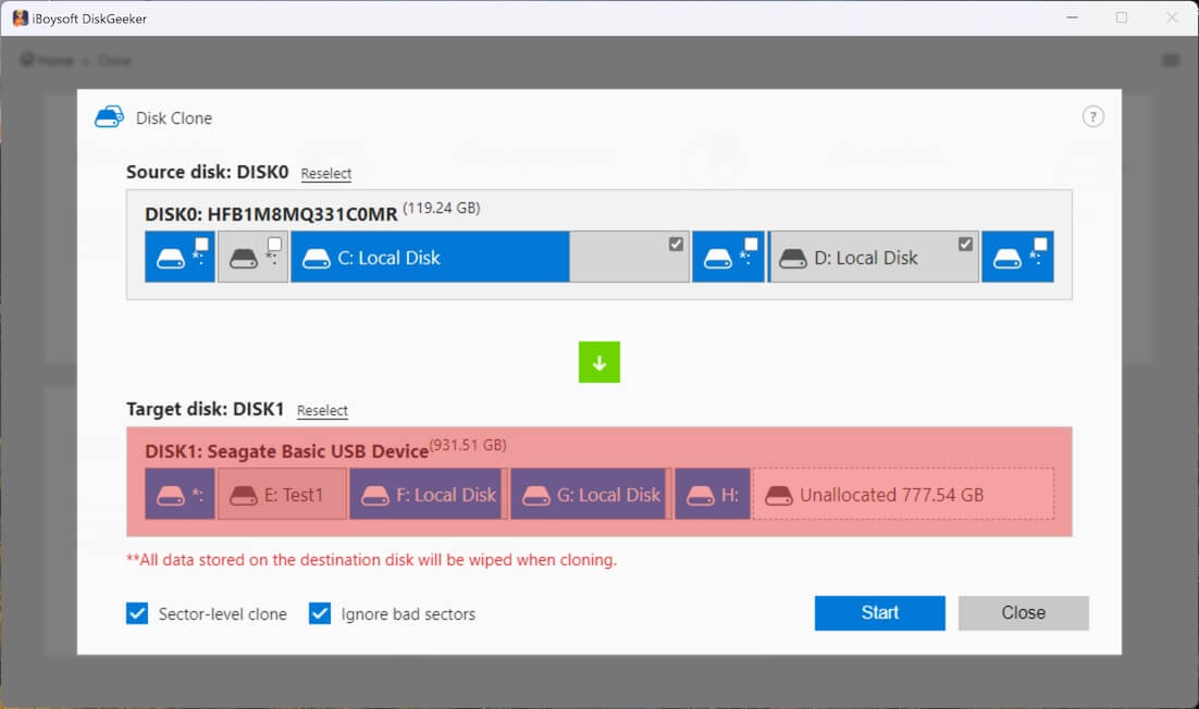 disk sector-level clone