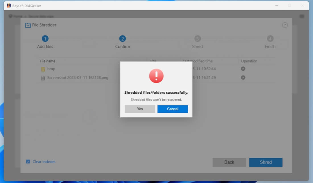 confirm file shredder