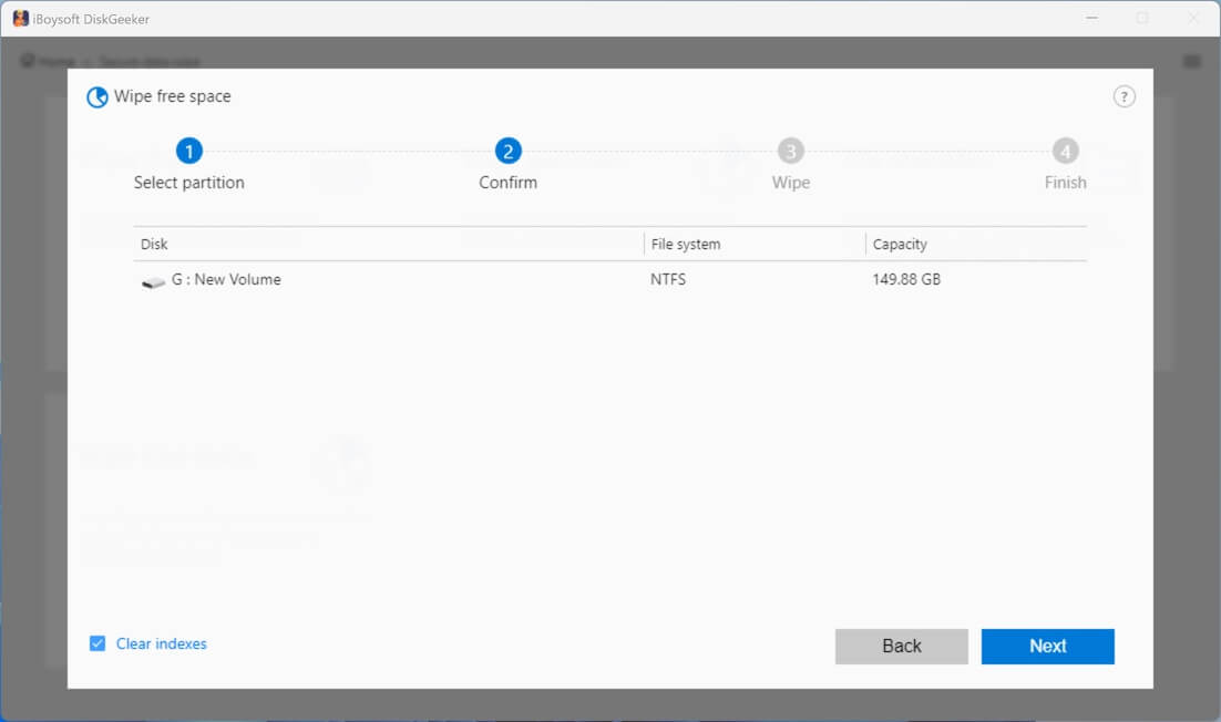 clear indexes of free space