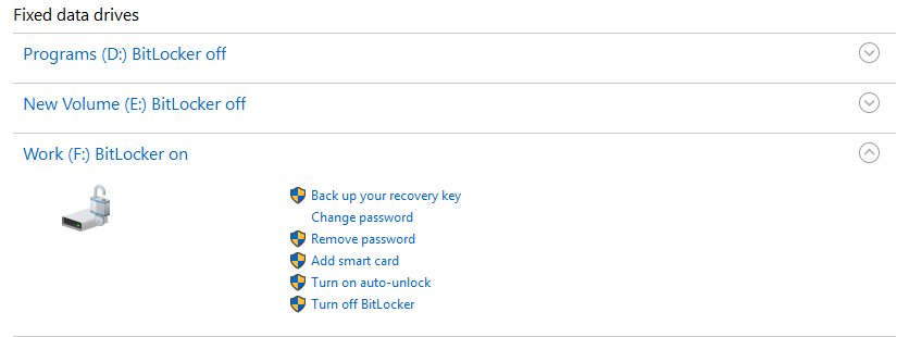 Back up BitLocker recovery key