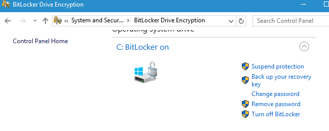 Suspend BitLocker protection