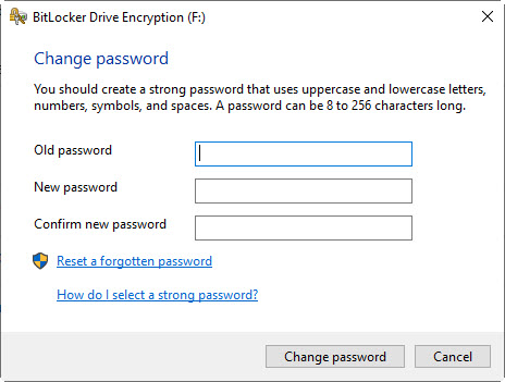 Change Bitlocker password