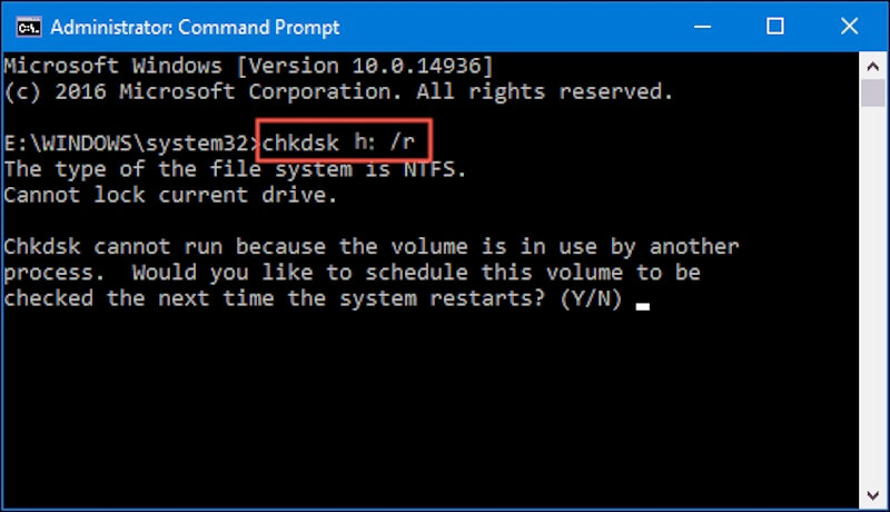 Run CHKDSK to fix the external hard drive detected but not opening issue