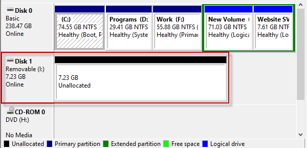 Disk Management after using diskpart clean