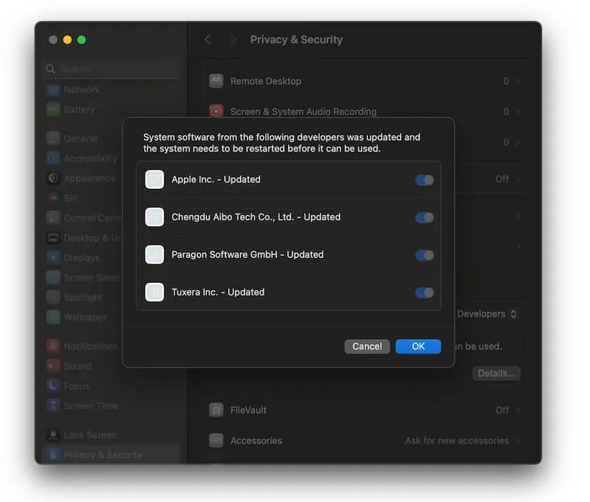 Mac computer security privacy settings