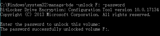 Unlock BitLocker encrypted drive with manage-bde