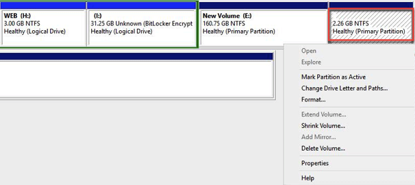 Check drive letter of the SD card in Disk Management