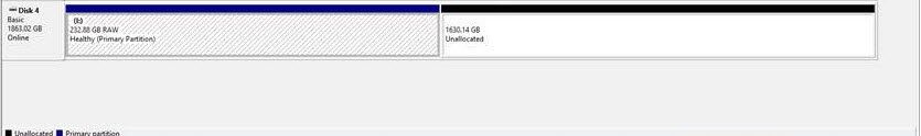 RAW hard drive in disk management