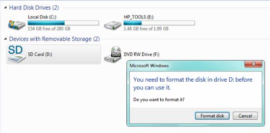 SD card not formatted error