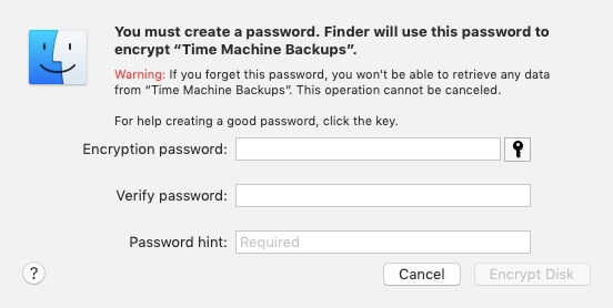 Set password in Finder
