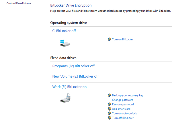 change bitlocker recovery key windows 10