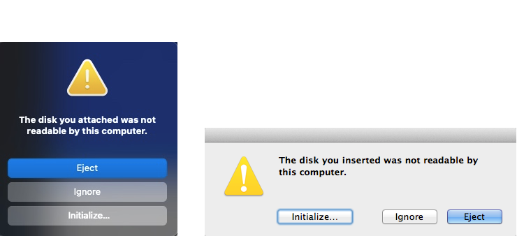 The disk you inserted was not readable by this computer