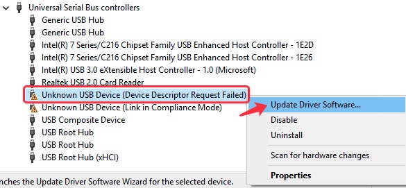 Update USB device driver