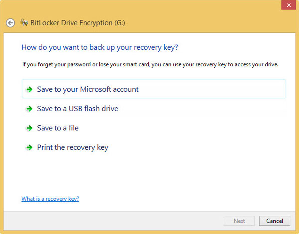 Save recovery key