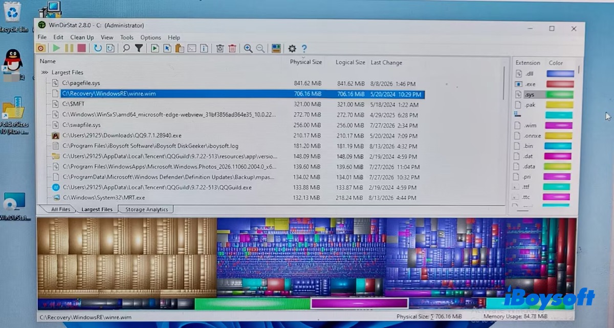 Analyze folder sizes visually