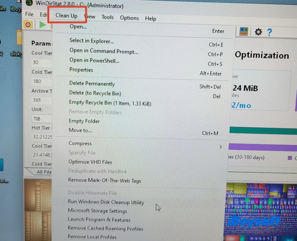 Clean up files in WinDirStat
